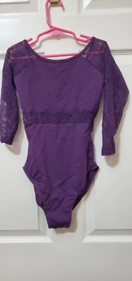 Leotardo de encaje púrpura Natalie Couture Dancewear talla juvenil Jr baile 46 pulgadas circunferencia g Foto 1 de 3