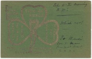 Vintage Postcard St. Patrick's Day Gold Shamrock Green Background 1898 Undivided - Picture 1 of 2