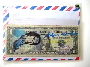 WARHOL/HARING/BASQUIAT: "RUSSELL MEANS" 1US$ DOLLAR 3x signiert und skizziert - Bild 1 von 6