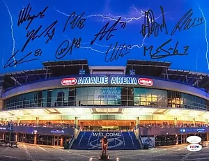 Team signed 11x14 photo Tampa Bay Lightning JSA PSA Vasilevskiy Kucherov Hedman - Picture 1 of 11