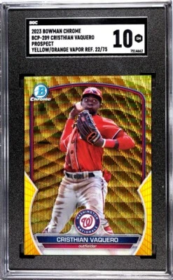 2023 Bowman Chrome CRISTHIAN VAQUERO Yellow/Orange Vapor /75 GM10 POP 2- BCP-209 - Image 1 of 2