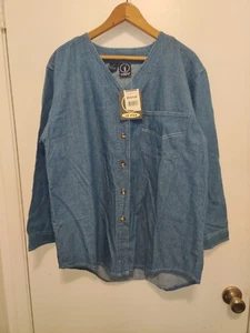 Vintage Denim Jersey Medium Large 90s Deadstock I Am Jeans Baseball Gangster - Picture 1 of 10