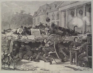 PRUSSIAN BARRICADES THE NOISE OF A SHELL HARPER'S WEEKLY 1870 - Picture 1 of 2