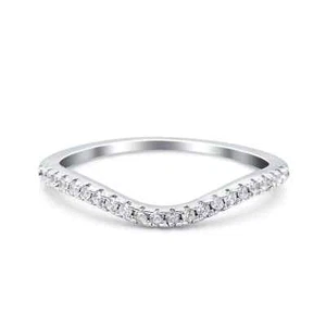 Brilliant Round Cut VVS1 Moissanite Curved Engagement Ring 14K White Gold - Picture 1 of 3