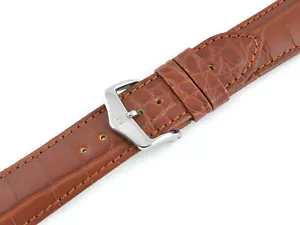 HIRSCH GENUINE GOLD BROWN WATCH STRAP SIZE M 20 us - Picture 1 of 2