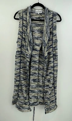 Cárdigan Suéter Neón Buda Mediano Azul Con Cordones Espalda Largo Mujer Sin Mangas A59-03 Foto 1 de 4