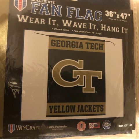 Fan Flag Georgia Tech Yellow Jackets 36"x47" Cover
