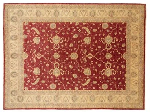 Afghan Chobi Ziegler Teppich Handgeknüpft 300x400 Beige Blumenmuster Wolle - Bild 1 von 7