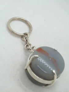 Portachiavi in ARGENTO 925 e AGATA GRIGIA NATURALE - PIETRA DURA - brisè chiave - Imagen 1 de 5
