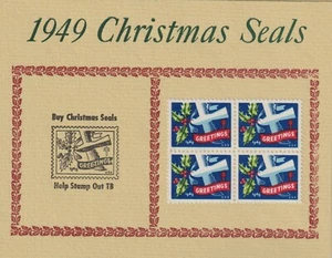Christmas Seal Note Card Letterpress Printed from Original Die 1949 with Seals - Picture 1 of 1