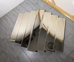 Vintage Windsor Art Deco 7 Panel Beveled Cascade Step Wall Mirror Brutalist - Picture 1 of 18