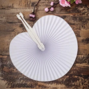 Round Shaped Folding Fan Blank Folded Fan Paper Fan for Wedding Home Decoration - Picture 1 of 10
