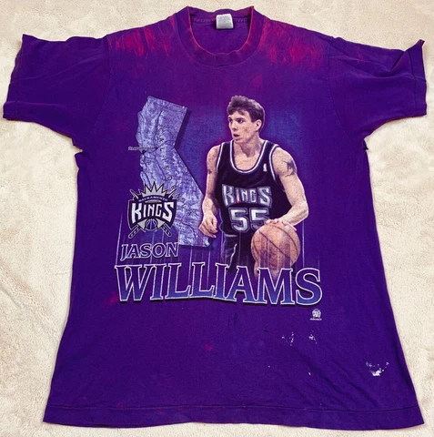 VTG 90's Sacramento Kings Jason Williams NBA T-Shirt Men's SZ L Distressed Rare Cover
