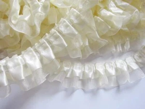 YCRAFT Pack of 5y Two Tone Satin Organza Lace Edge Trim 1.5" Wedding Ivory  - Picture 1 of 1