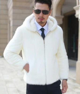 Mink Fur Coat Jacket Short Faux Fur Coat Hooded Zip Warm Winter Overcoat S-6XL - Image 1 of 4