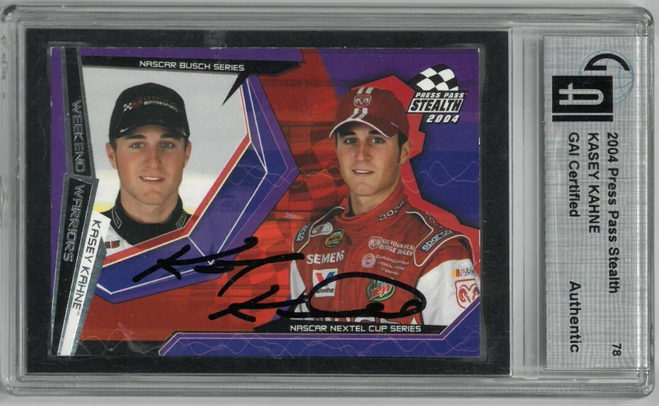 Kasey Kahne signed 2004 Press Pass Stealth Racing NASCAR Card #78- GAI Certified - Image 1 of 1