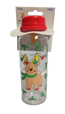 Детская бутылочка 8 унций олень Рудольф латекс соска младенца кольцо Xmas чулок наполнитель - Изображение 1 из 2