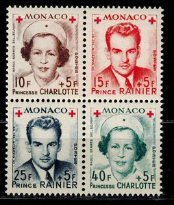 Monaco timbre N° 334A/337A bloc de quatre croix rouge Neuf ** / MNH - Picture 1 of 1