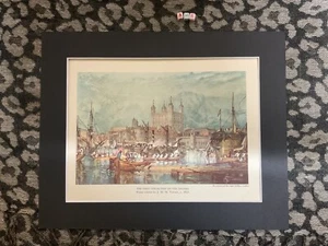 Genuine Antique Military Naval Art Print , Mounted , J M W TURNER STEAMSHIP - Picture 1 of 3