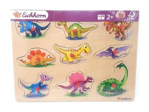 Eichhorn Baby Wooden Toy Pin Puzzle Jigsaw Dinosaur 9 parts age 2+ #5458 - Picture 1 of 1