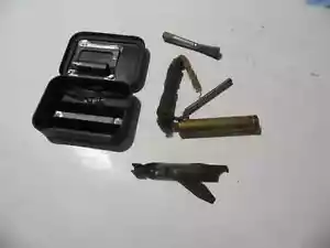 British Army SLR cleaning kit in tin,tool 1958,Indian Army brass oil bottle WW2 - Picture 1 of 5