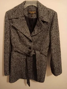 Marvin Richards New York Jacket, Women’s Size XL, Black & White, Belted, EUC - Picture 1 of 6