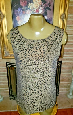 Chico’s Women’s Glitter Knit Tank Top leopard print Size L (2) - Image 1 of 2