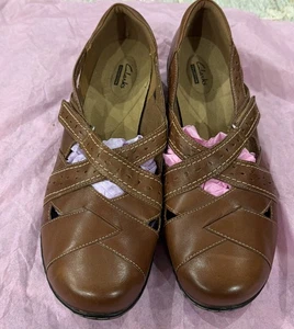 Clarks bendables womens shoes size 12 Wide brown color, leather - Picture 1 of 5