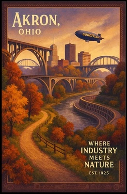 Póster de Akron, Ohio, donde la industria se encuentra con la naturaleza Foto 1 de 4