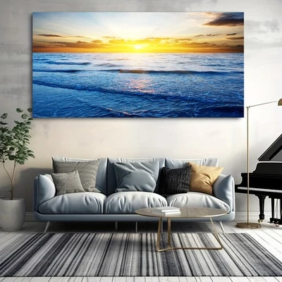 Sunset Beach Landscape Wall Art Canvas Posters and Prints Modern Wall Pictures - Image 1 of 4