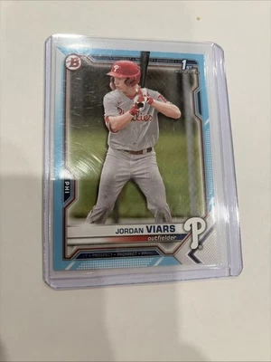 2021 Bowman Draft Jordan Viars SKY BLUE /499 Philadelphia Phillies - Image 1 of 3