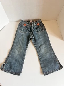 Gymboree CUTE AS A BUTTON Girls Denim Jean Pants Adjustable Waist Size 3 Flare - Picture 1 of 9