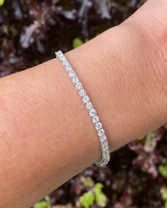 5 Ct Round Cut Lab-Created Diamond Women's Tennis Bracelet 14K White Gold - Picture 1 of 4