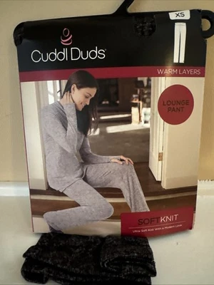 Pantalones de salón Cuddl Duds SoftKnit XS brezo carbón nuevos con etiquetas bolsillos capas cálidas Foto 1 de 4