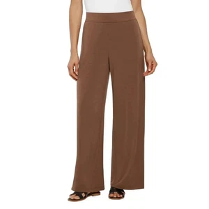 Three Dots Women's Wide-Leg Pull-On Pants, Brown, Size Medium - Picture 1 of 4
