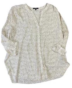 Blusa NYDJ para mujer grande pintuck manga 3/4 cuello en V dobladillo alto bajo S1F0537 ZZ - Imagen 1 de 8