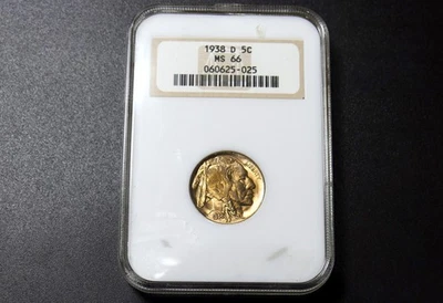 1938 D Buffalo Nickel OLDER Graded NGC MS 66!  DEEP TONING! A LUSH BEAUTY! - Image 1 of 4