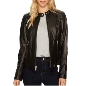 Marc New York Andrew Marc Womens Leather Motorcycle Jacket Black S NWT MSRP $350 - Picture 1 of 9