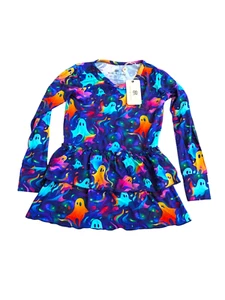NWT Bums & Roses Drop it Like its Haunt Long Sleeve Ghost Dress Girls Size 7/8 - Picture 1 of 5