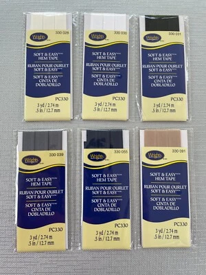 Wrights Soft & Easy Hem Tape PC330 2.74m x 12.7mm -Choose Colour - UK SELLER