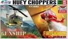 1/72 Atlantis Models Huey Choppers (2): US Army Gunship & Firefighter Helicopter
