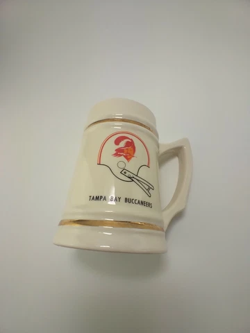 Vintage Tampa Bay Buccaneers Mug Gold Rim ;Made In USA; Helmet Logo Cover