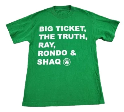 波士顿凯尔特人队衬衫男式中号起跑 5 票 Truth Rondo Shaq Ray 成人 A59 — 第 1/4 张图片