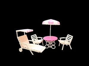 DOLL PATIO MODERN FURNITURE GARDEN 1960's VINTAGE SET (Open Box) - Picture 1 of 9