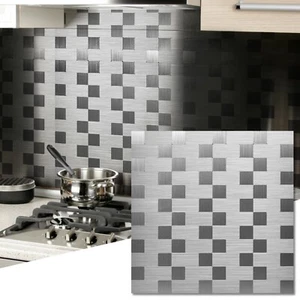 Art3d 10-Pack Peel and Stick Metal Backsplash Tiles Bath Kitchen Mosaic Tiles - Picture 1 of 12