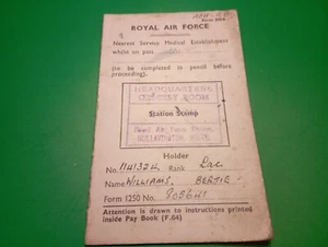 WW2 RAF Leave Pass Book 1945 Hullavington Leading Aircraftman Bertie Williams - Picture 1 of 24
