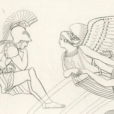 John Flaxman Homer Iliad Ares Mars , Iris & Venus - engraving Original Xixth
