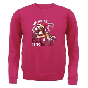 Oh What Fun It Is To Ride - Kids Hoodie / Sweater - Horses Ride Xmas Horse - Picture 1 of 20