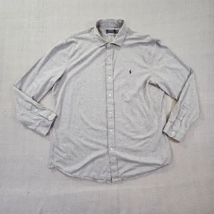 Polo Ralph Lauren Shirt Men's XXL Gray Button Up Jersey Knit Collard Old Money - Picture 1 of 11