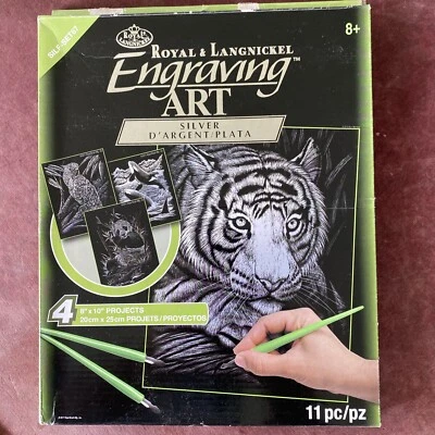Royal Langnickel Engraving Art/Scraperfoil Silver Art Tiger, Parrot Whale Panda - image 1 of 4